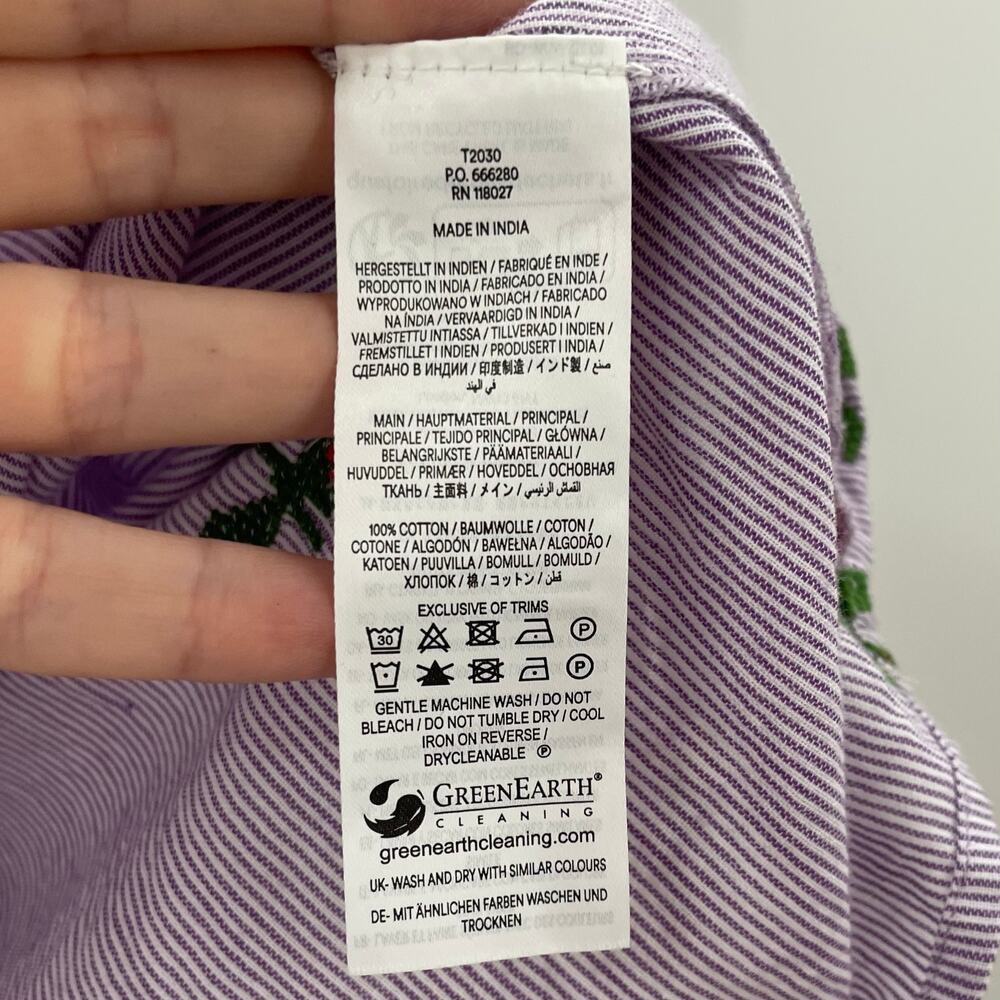 Boden Embroidered Trim Interest Top Purple Stripe Embroidery 4 - Picture 10 of 12